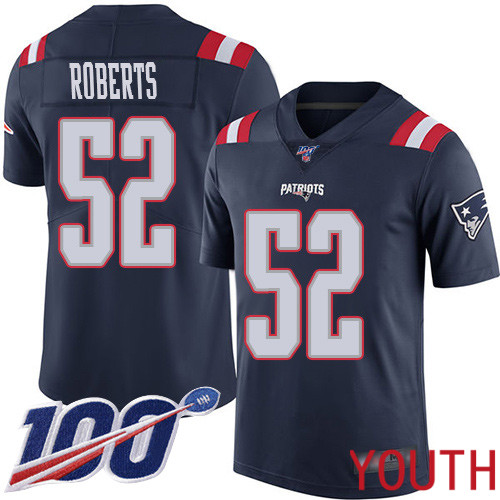 New England Patriots Football #52 100th Season Limited Navy Blue Youth Elandon Roberts NFL Jersey->new england patriots->NFL Jersey